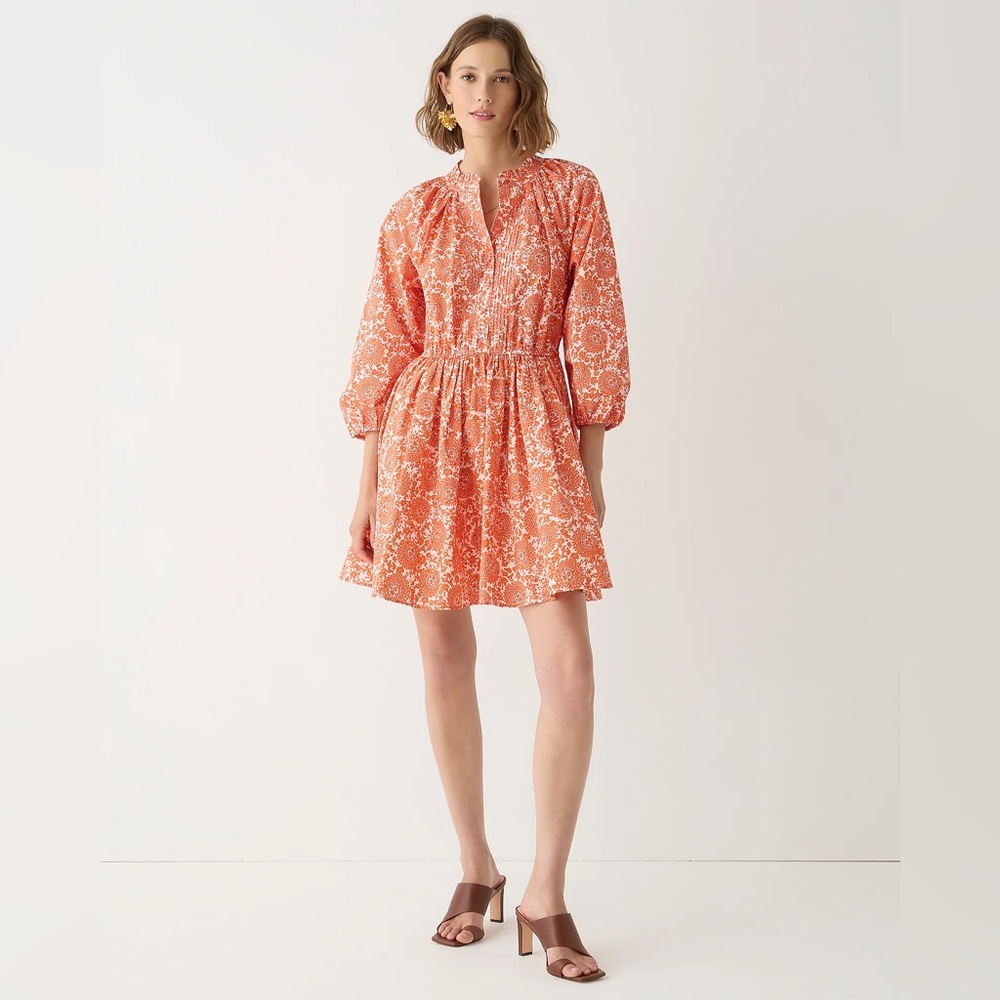 J.Crew Tall ruffle-collar mini dress in cotton poplin floral bouquet BP870 - Picture 4 of 12